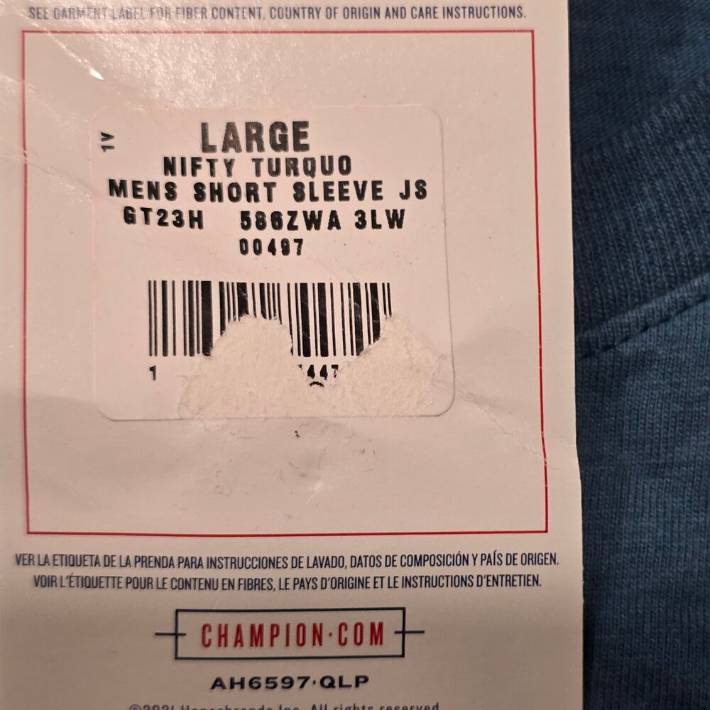Champion Nifty Turquoise Outdoor Graphic Short Sleeve T Shirt Men's Size Large - Picture 4 of 9
